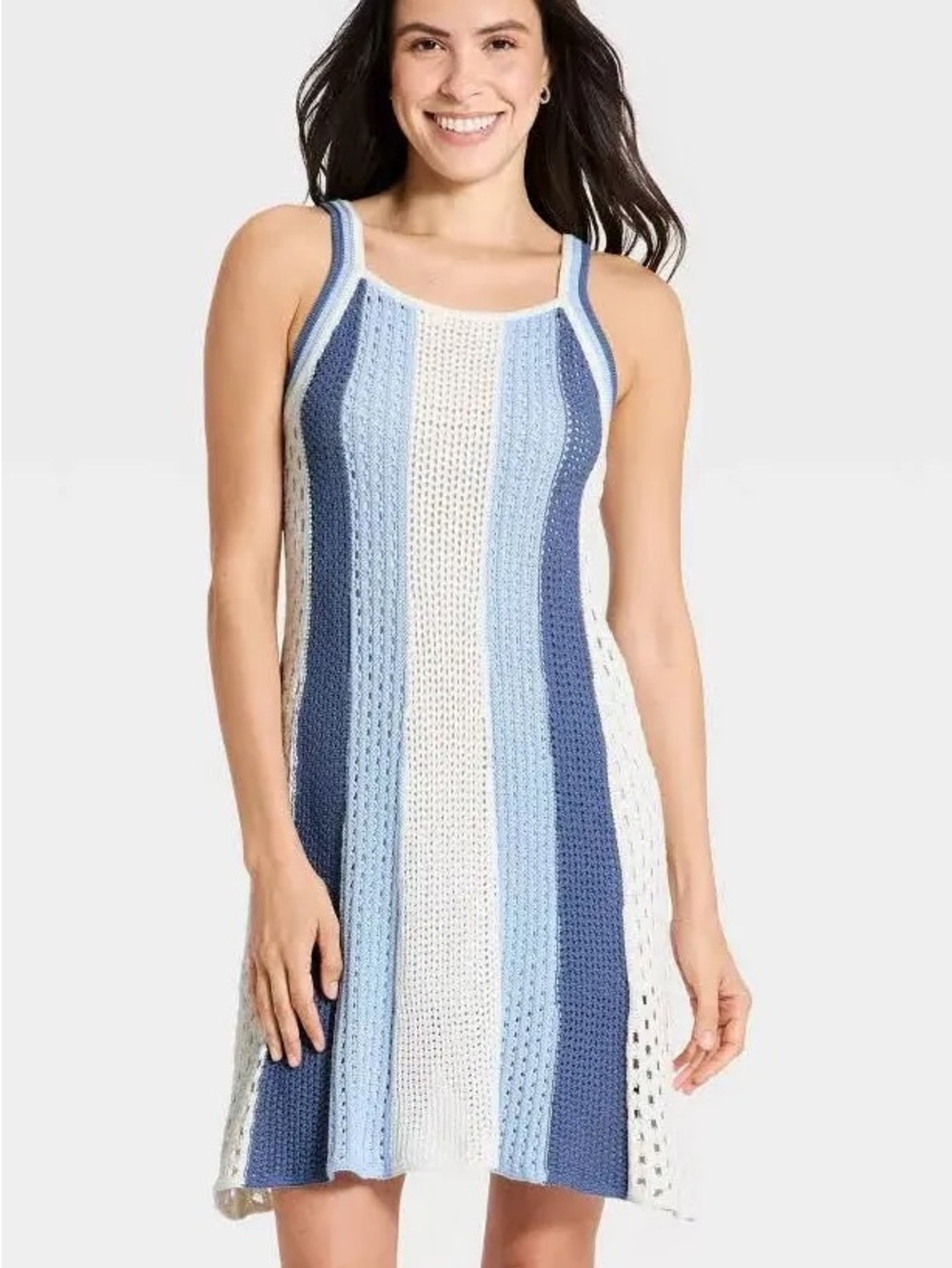Universal Thread Woman’s Mini Sweater Dress Blue Striped Size XLarge